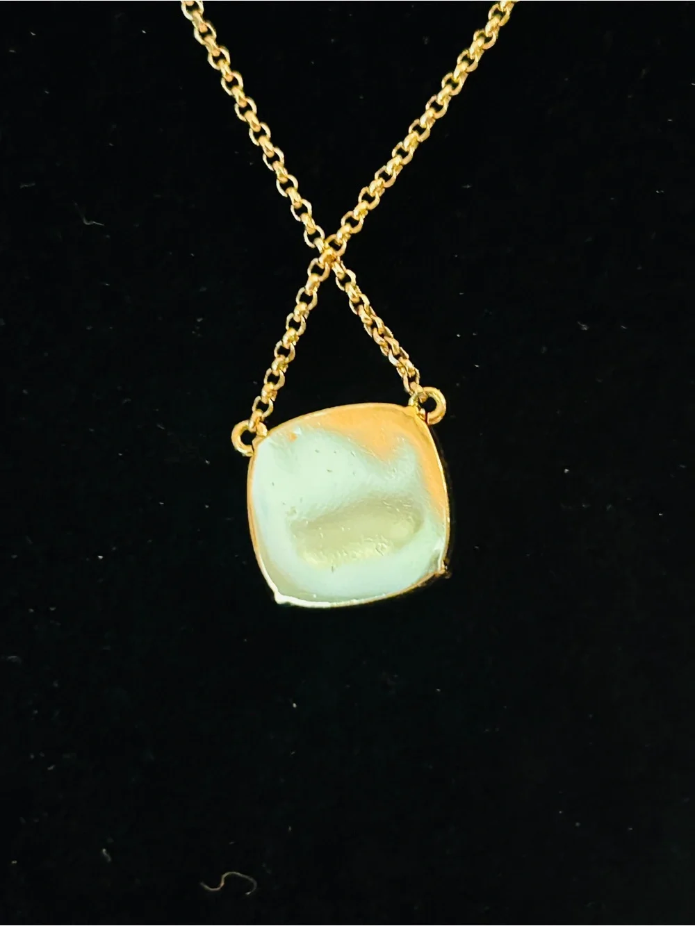 kate spade Gold-Tone Pavé Cushion Pendant Necklace with Crystal Accent